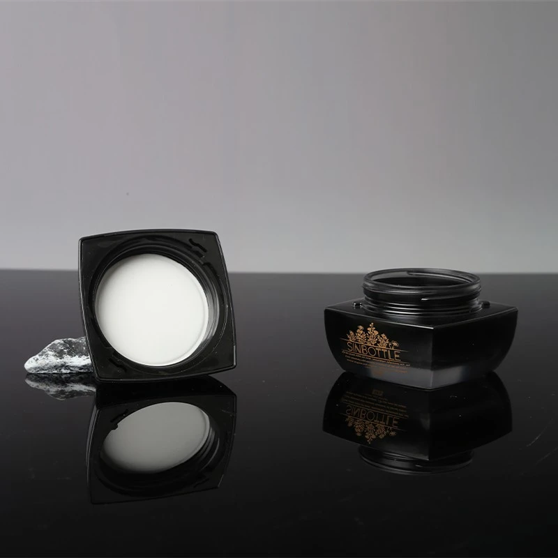 Modular Flat-Square Cosmetic Set: 40ml-120ml Glass Pump Bottles & 50g Jar | Custom Luxury Packaging best